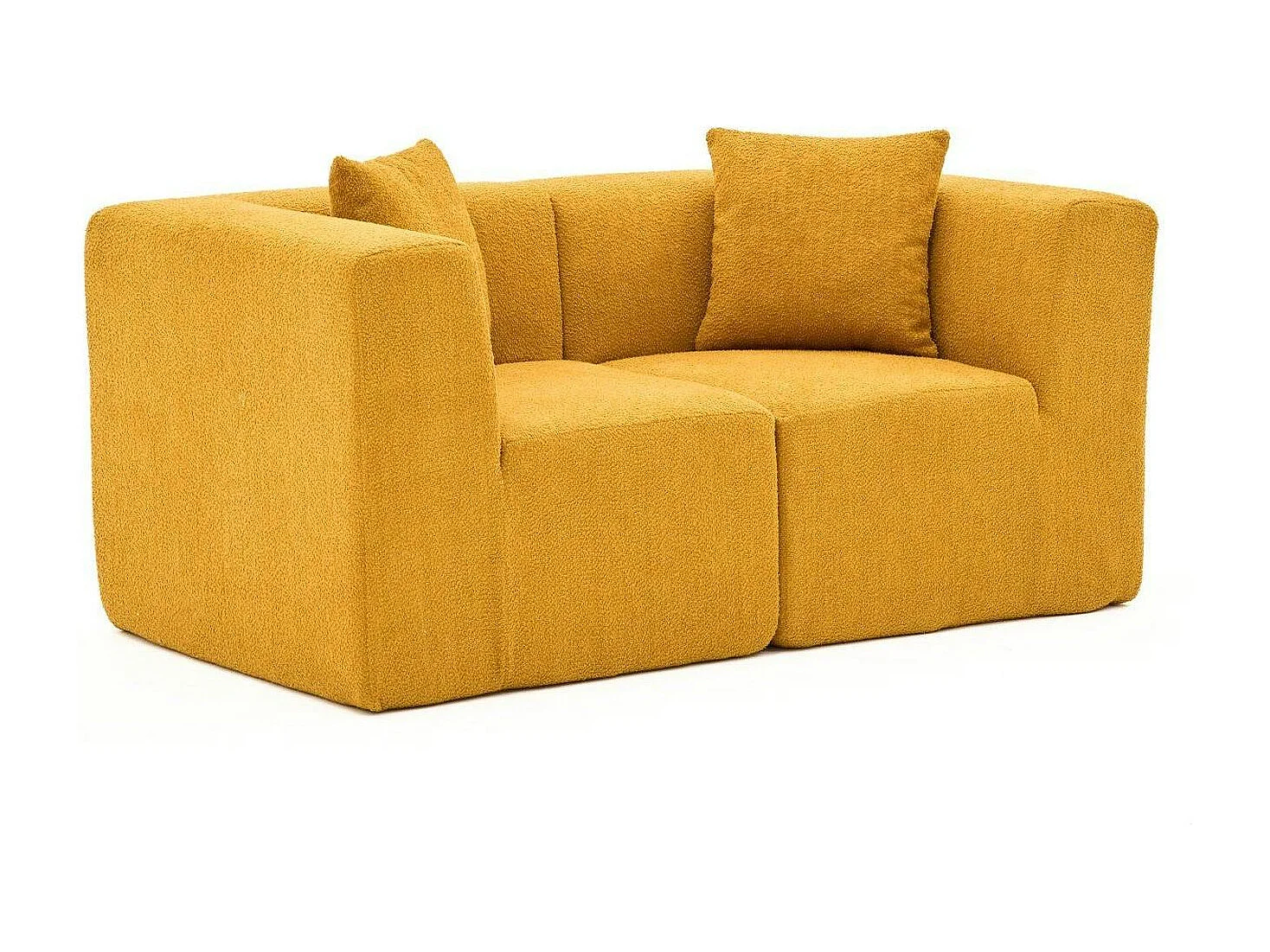 Canapé 2 places compact moutarde tissu chenille PLOVIA