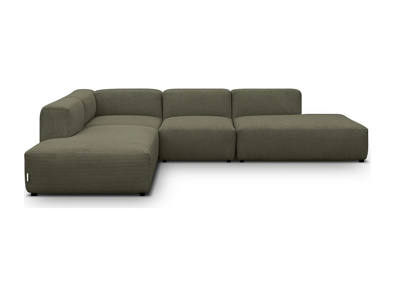 Canapé d'angle modulable réversible 7 places en velours côtelé vert kaki - Modulo