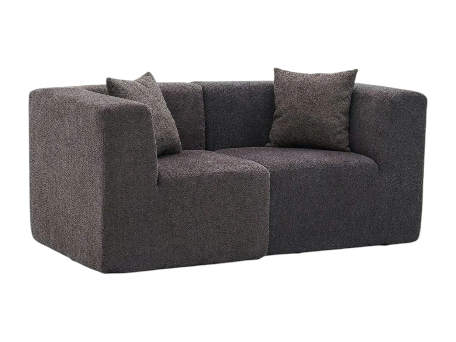 Canapé 2 places compact anthracite tissu chenille PLOVIA