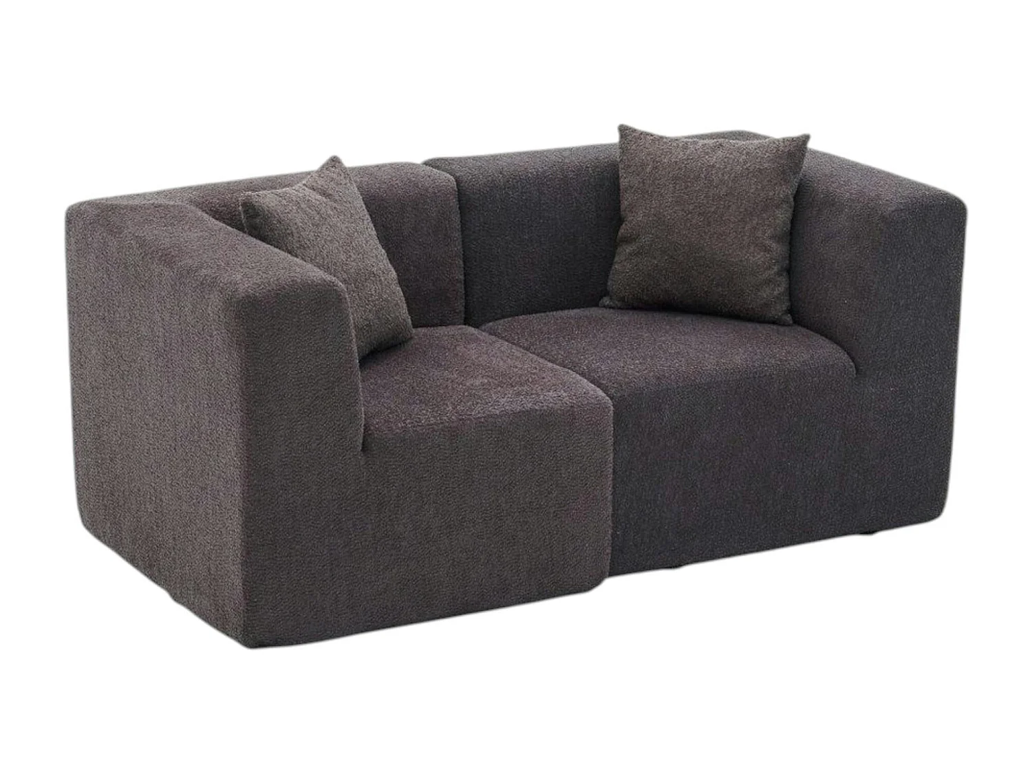 Canapé 2 places compact anthracite tissu chenille PLOVIA