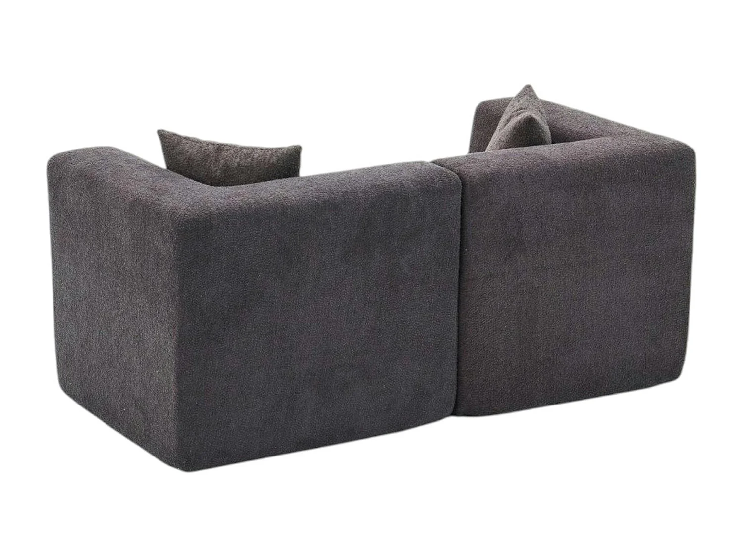 Canapé 2 places compact anthracite tissu chenille PLOVIA