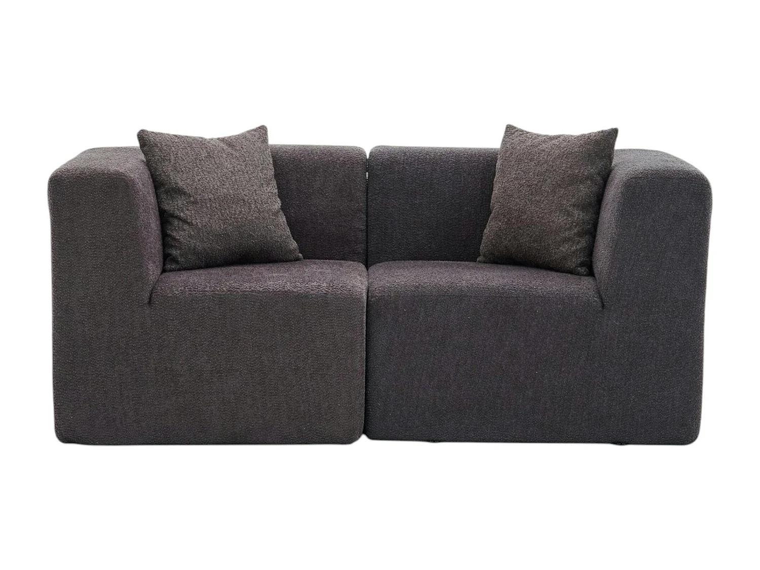 Canapé 2 places compact anthracite tissu chenille PLOVIA