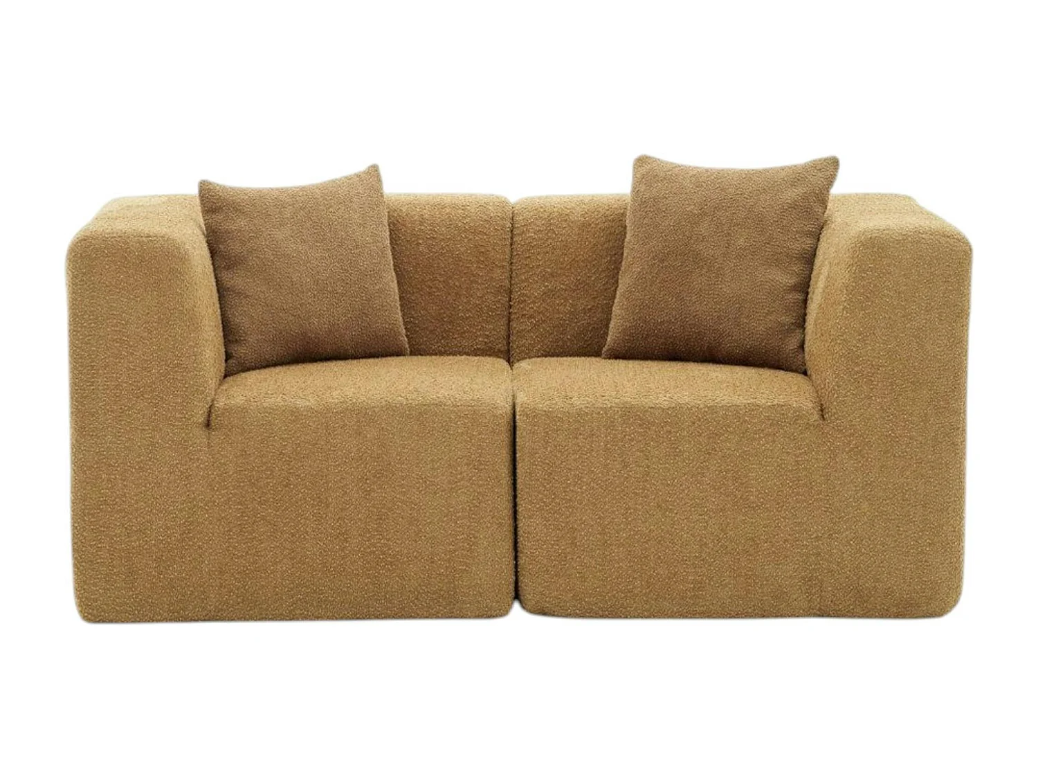 Canapé 2 places compact marron tissu chenille PLOVIA