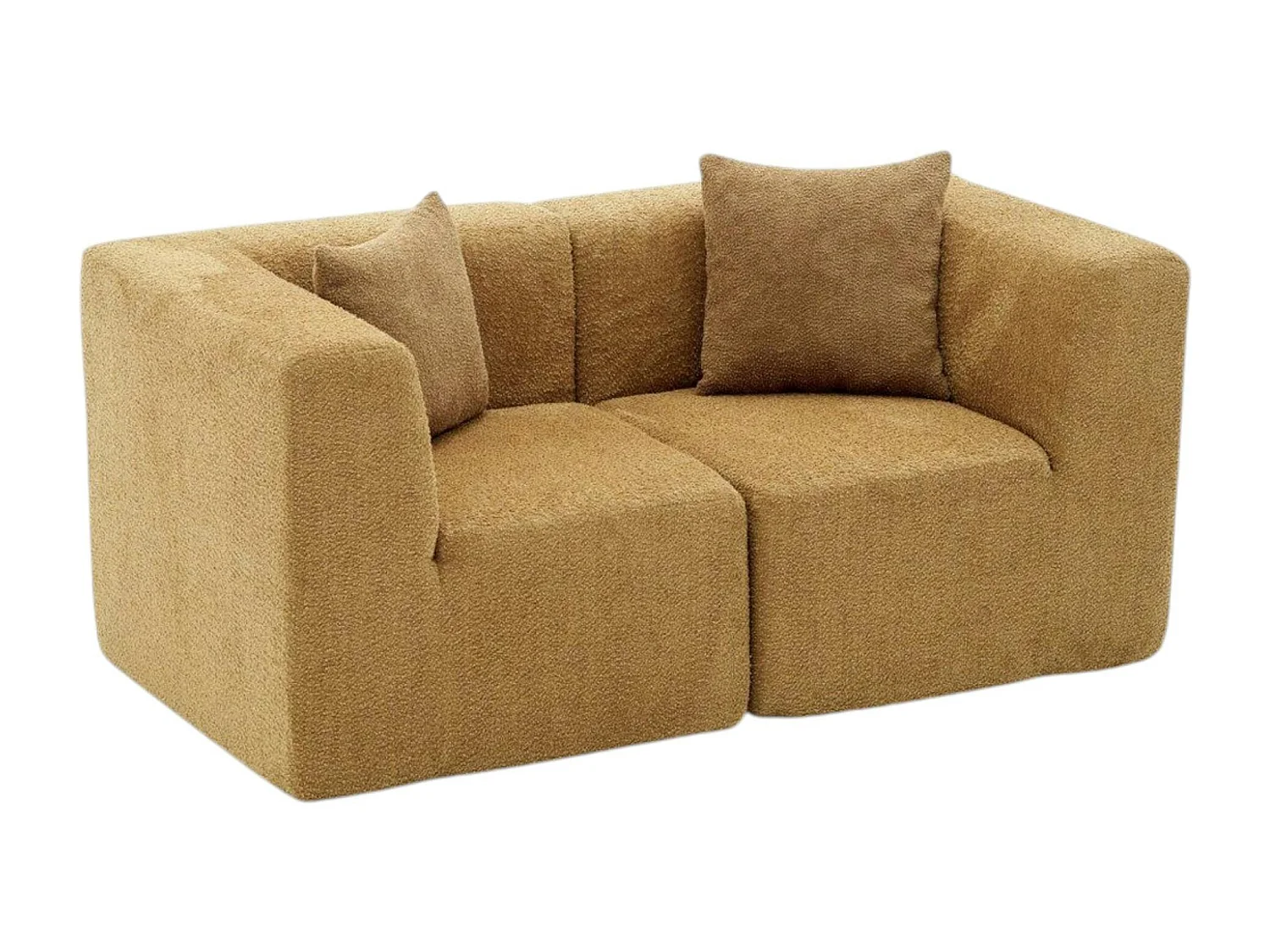 Canapé 2 places compact marron tissu chenille PLOVIA