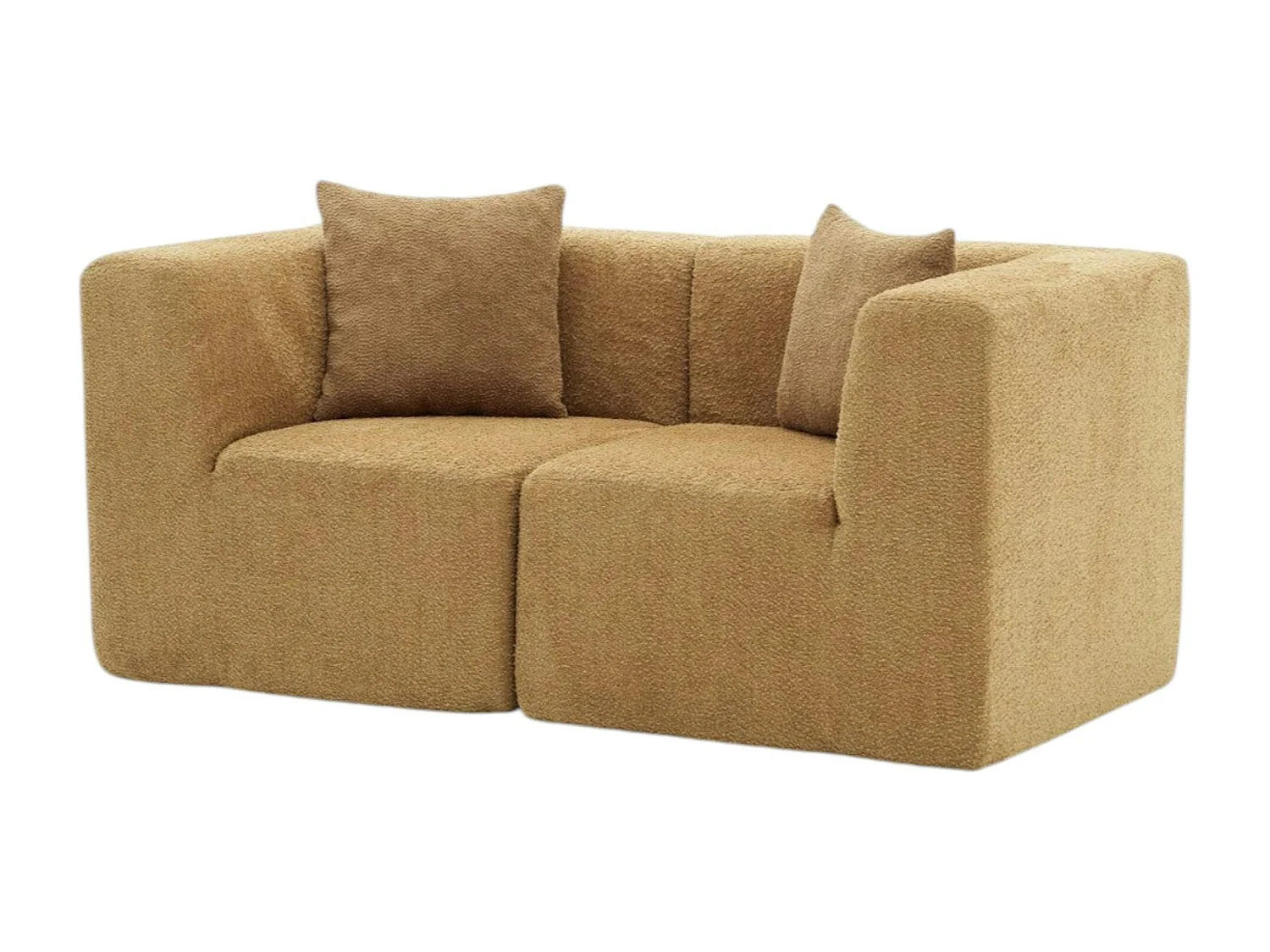 Canapé 2 places compact marron tissu chenille PLOVIA