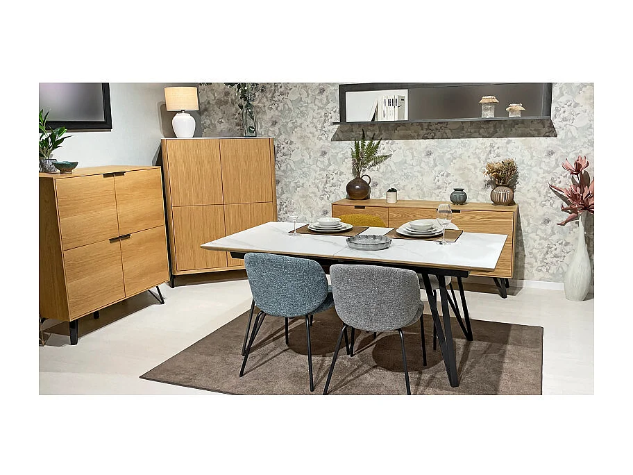 Table extensible 180/230 cm chêne céramique pieds métal – ONYX 2