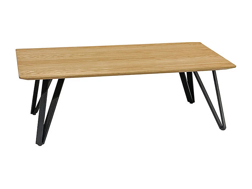 Table basse 120 cm placage bois naturel pieds métal noir – ONYX 2