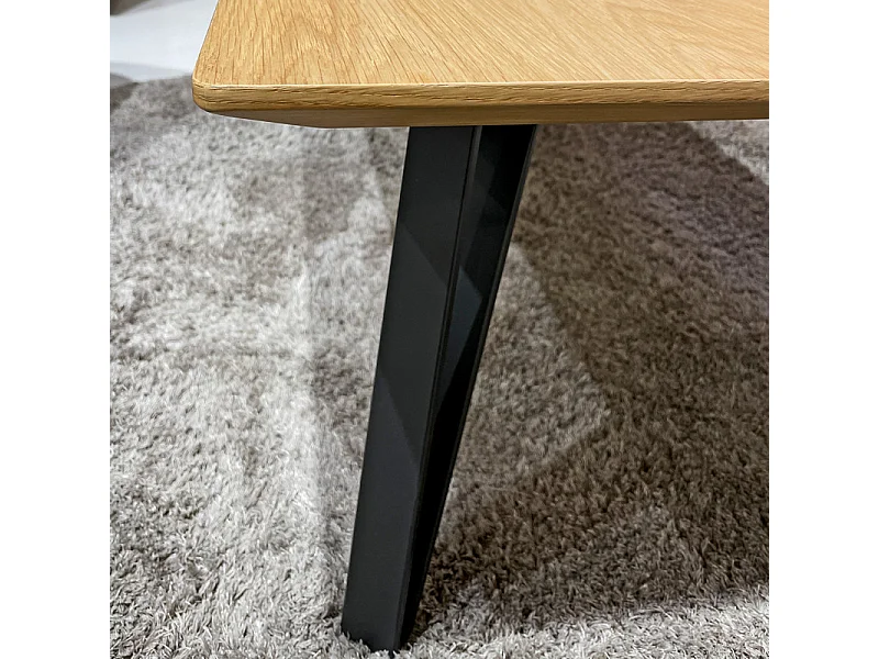Table basse 120 cm placage bois naturel pieds métal noir – ONYX 2