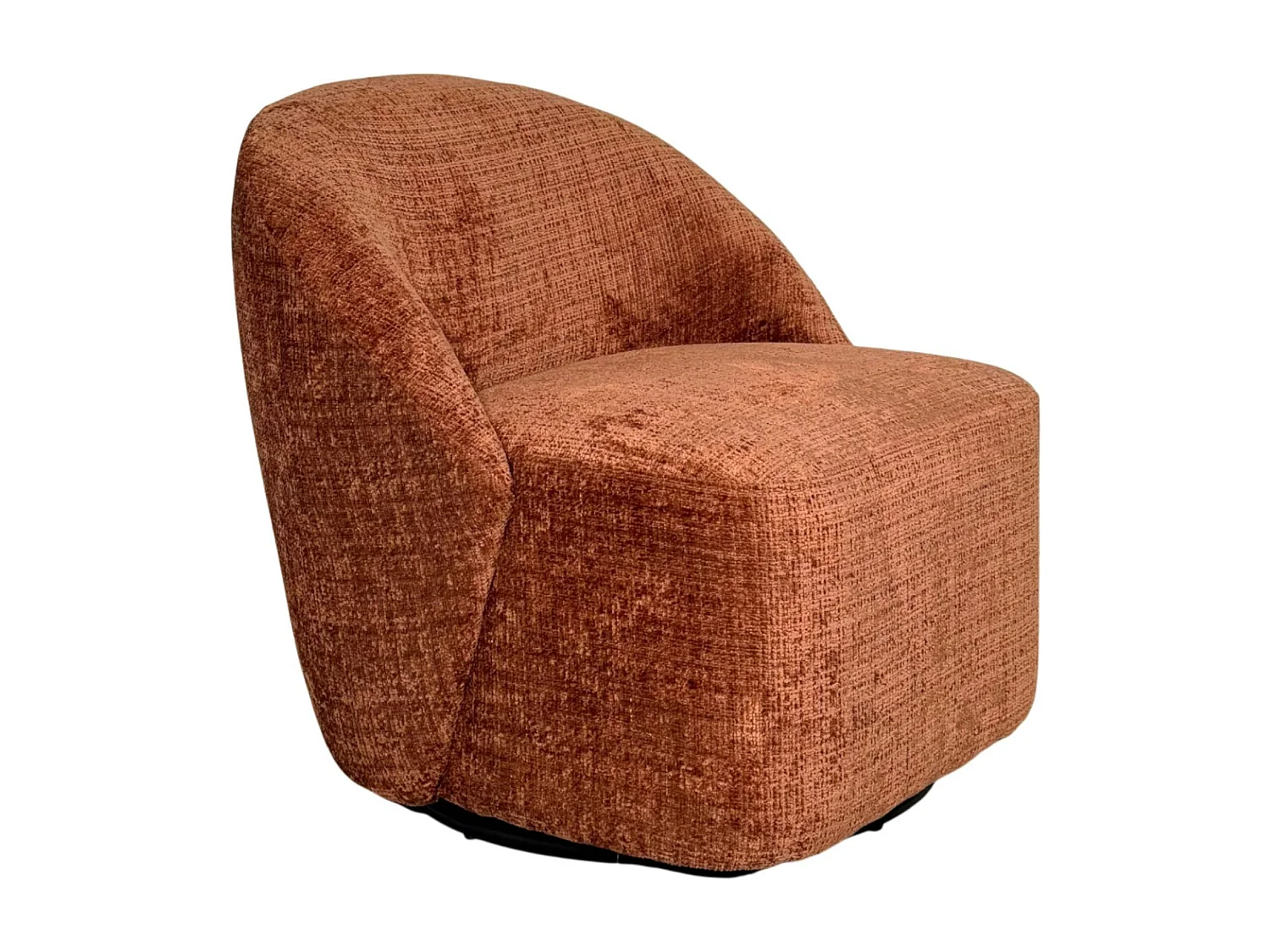 Fauteuil pivotant terracotta dossier rond tissu texturé IENA