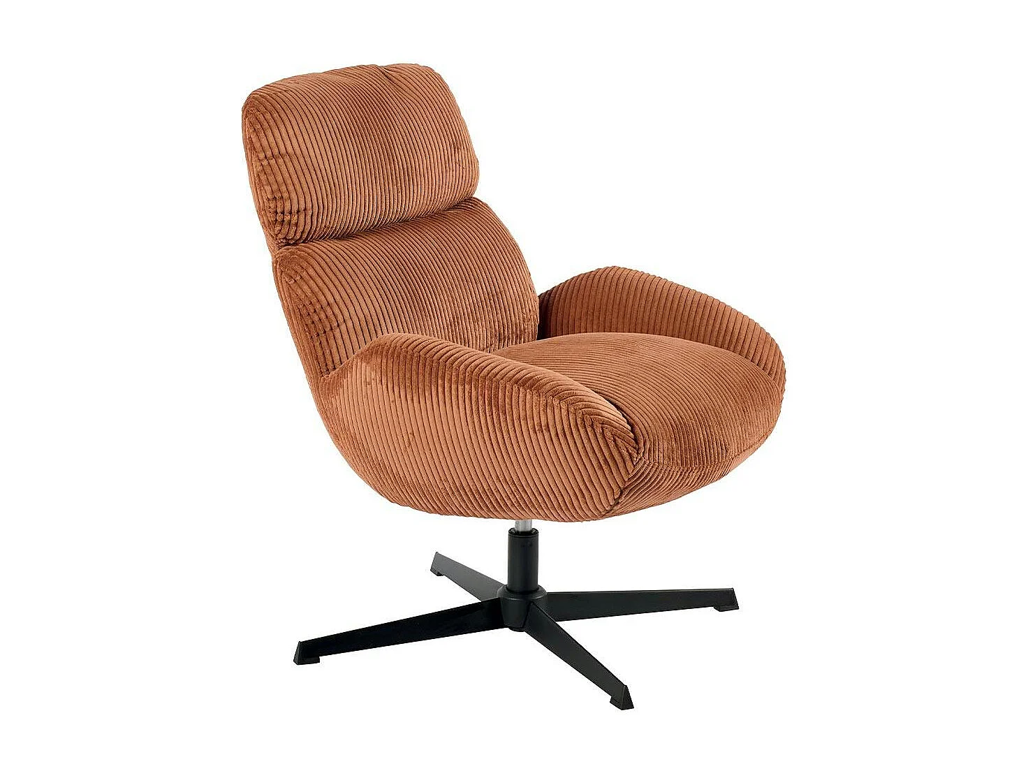 Fauteuil confort pivotant en velours côtelé terracotta IENA
