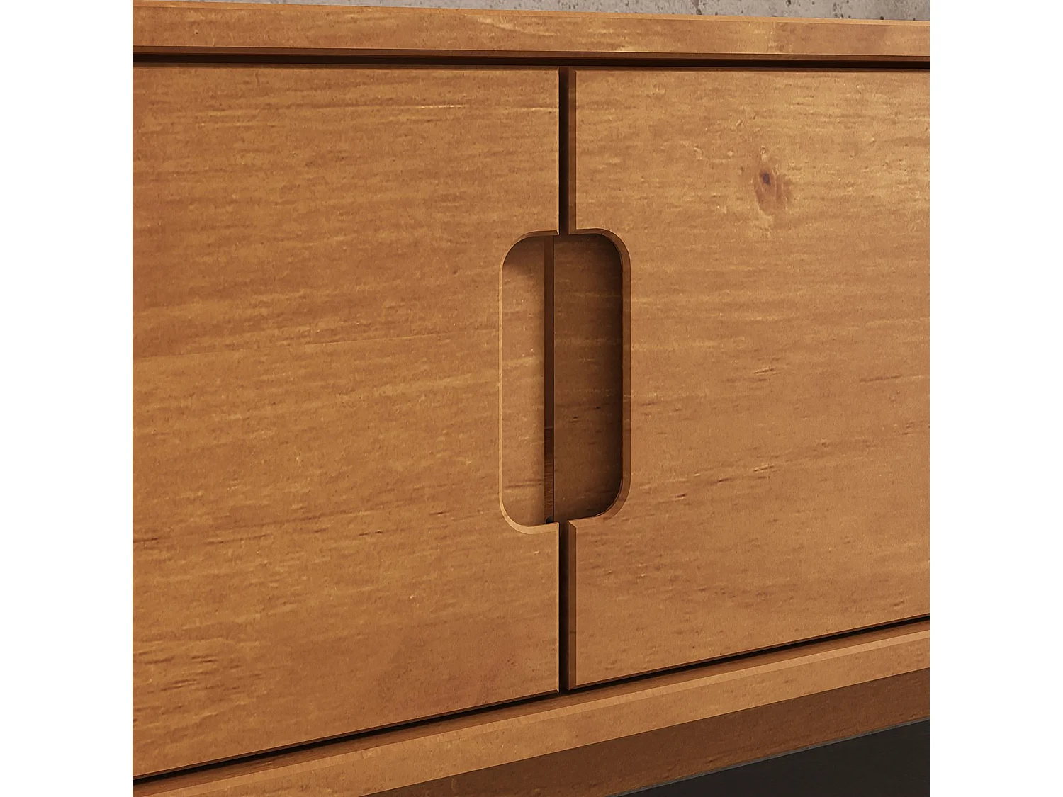 Meuble TV TIVOLI L 180 cm en Bois Massif Coloris Chêne avec 3 Portes Pour Télé Jusqu'à 80"