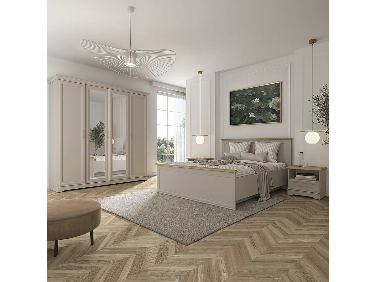 Lit coffre 160x200 sommier inclus Perle Cachemire