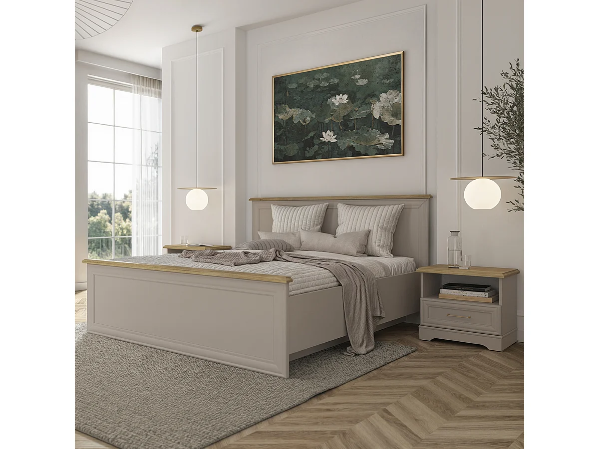 Lit coffre 160x200 sommier inclus Perle Cachemire