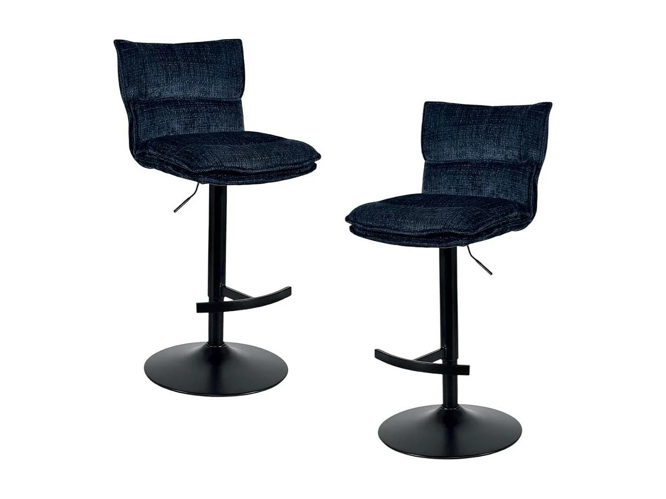 Tabouret de bar réglable en tissu bleu nuit (lot de 2) IENA