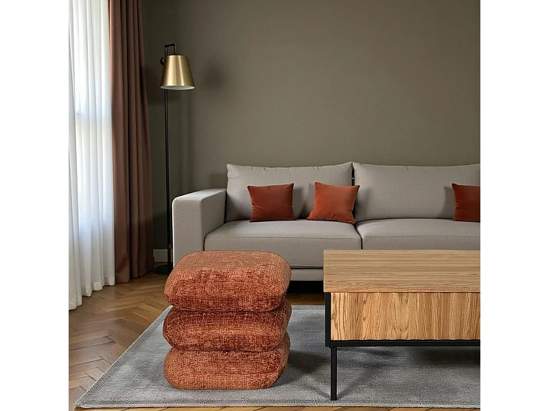 Pouf pivotant terracotta effet coussins empilés IENA