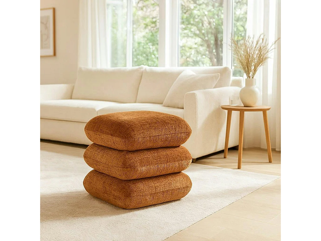 Pouf pivotant terracotta effet coussins empilés IENA