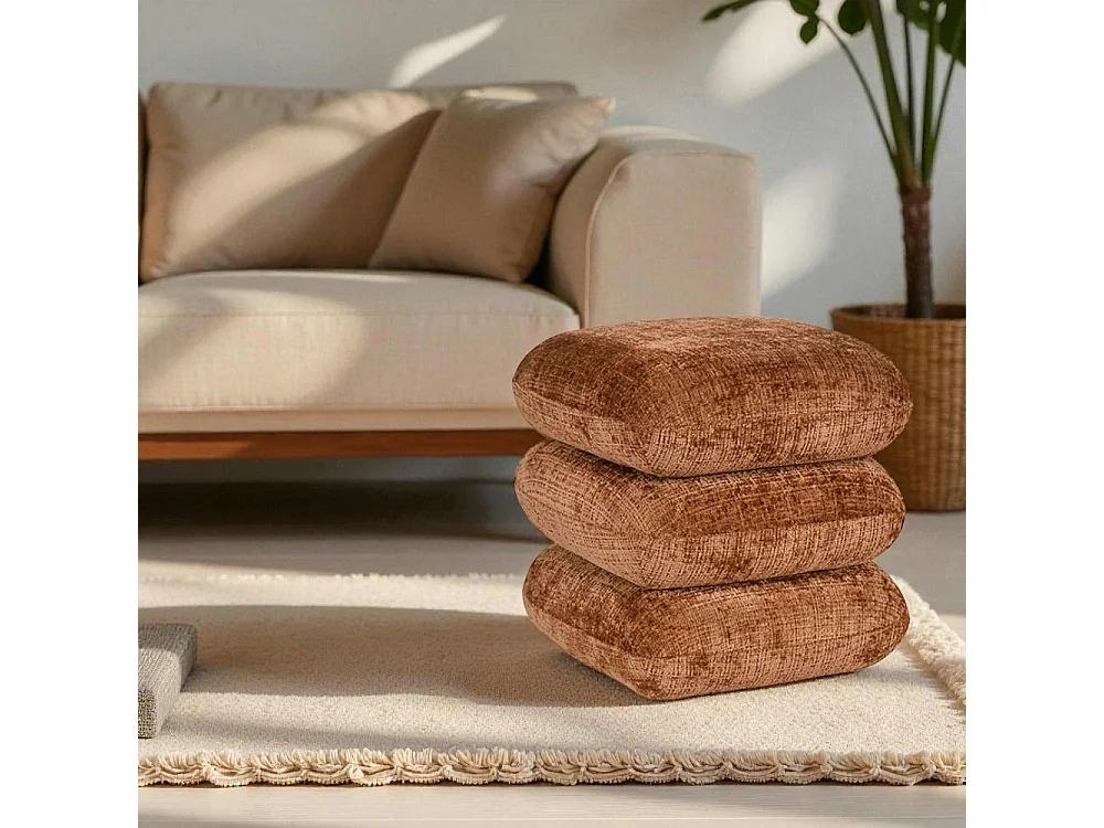 Pouf pivotant terracotta effet coussins empilés IENA