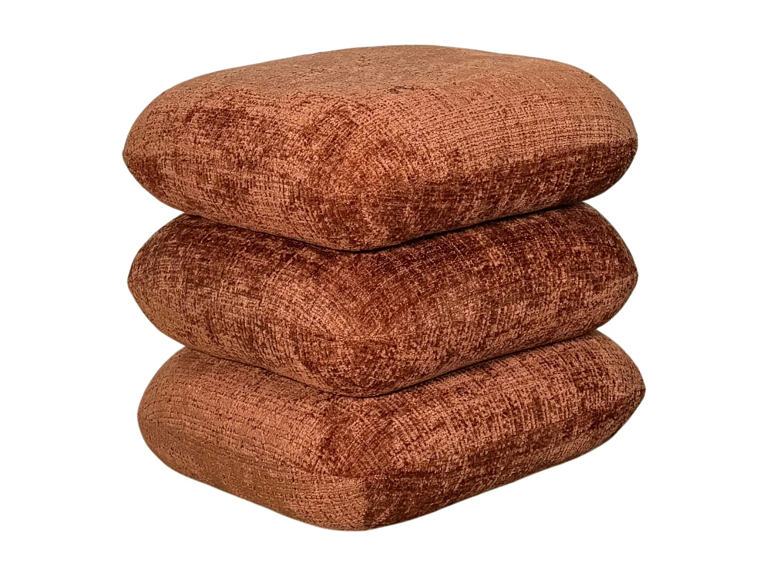 Pouf pivotant terracotta effet coussins empilés IENA