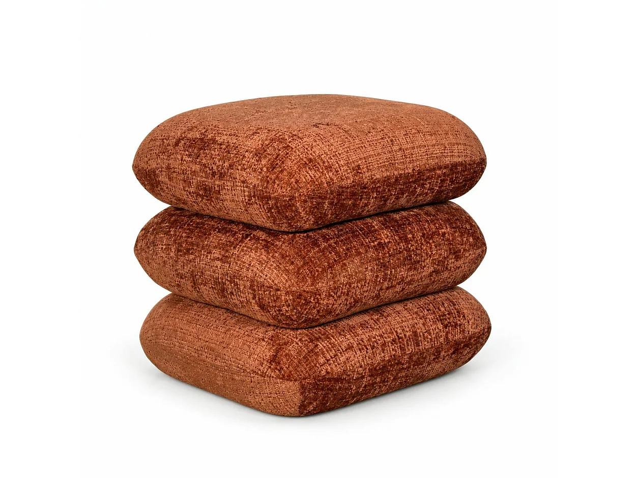 Pouf pivotant terracotta effet coussins empilés IENA