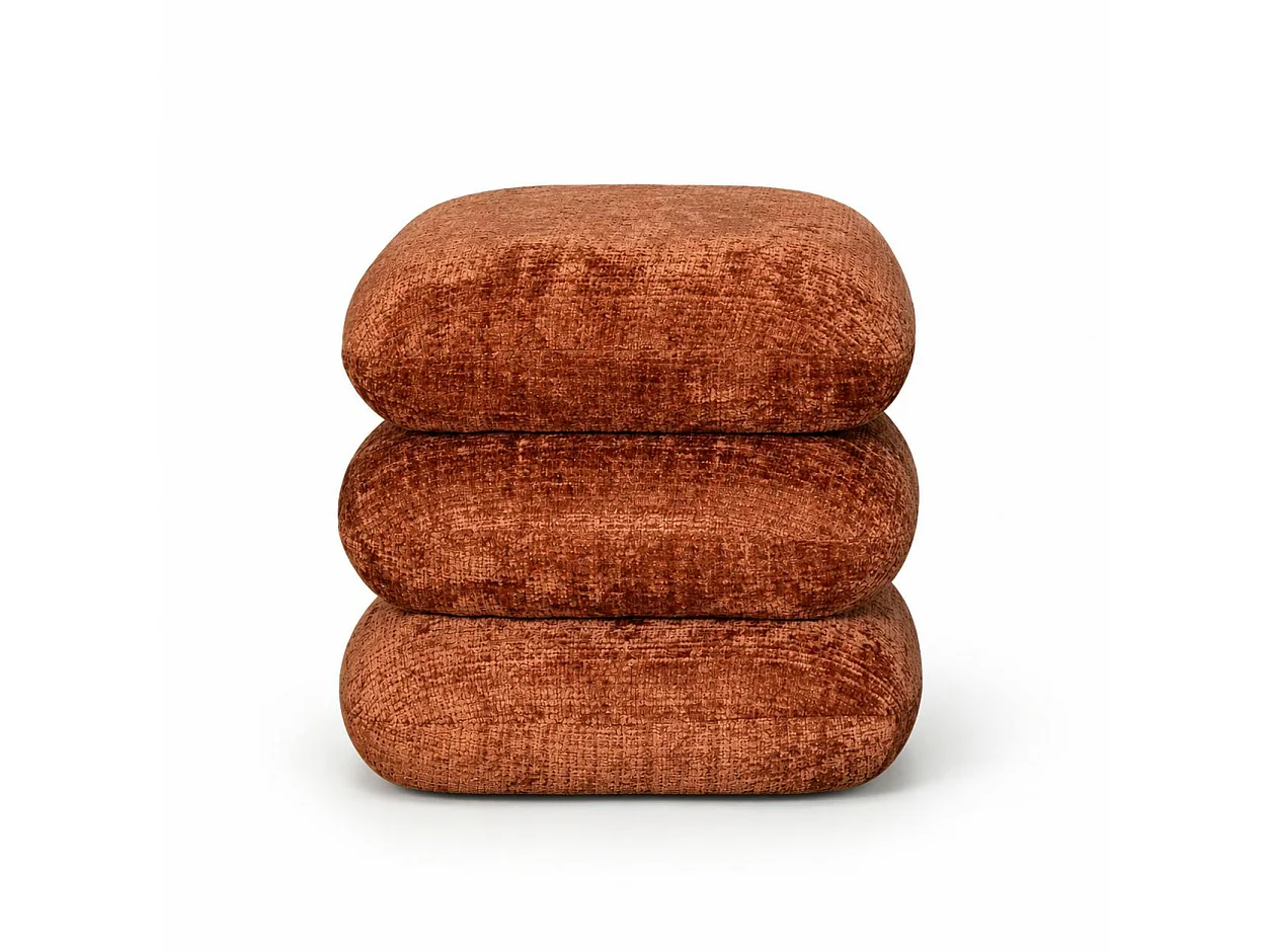 Pouf pivotant terracotta effet coussins empilés IENA