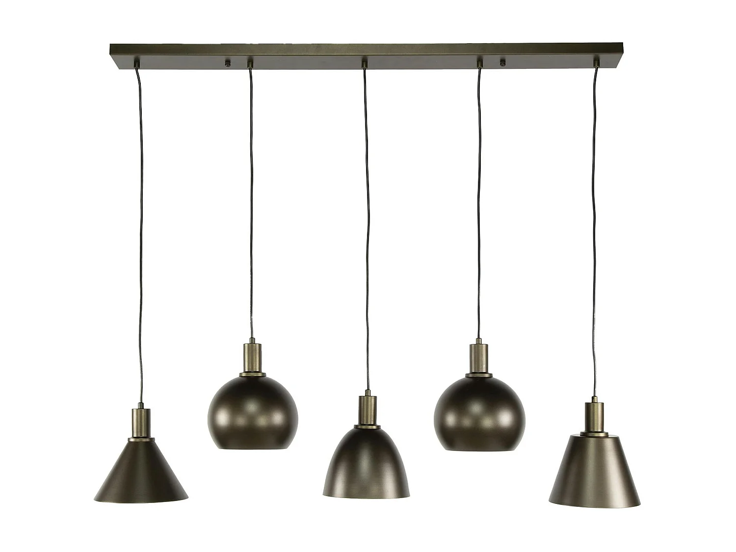 Suspension îlot cuisine 5 abat-jour métal brun TRIBECA