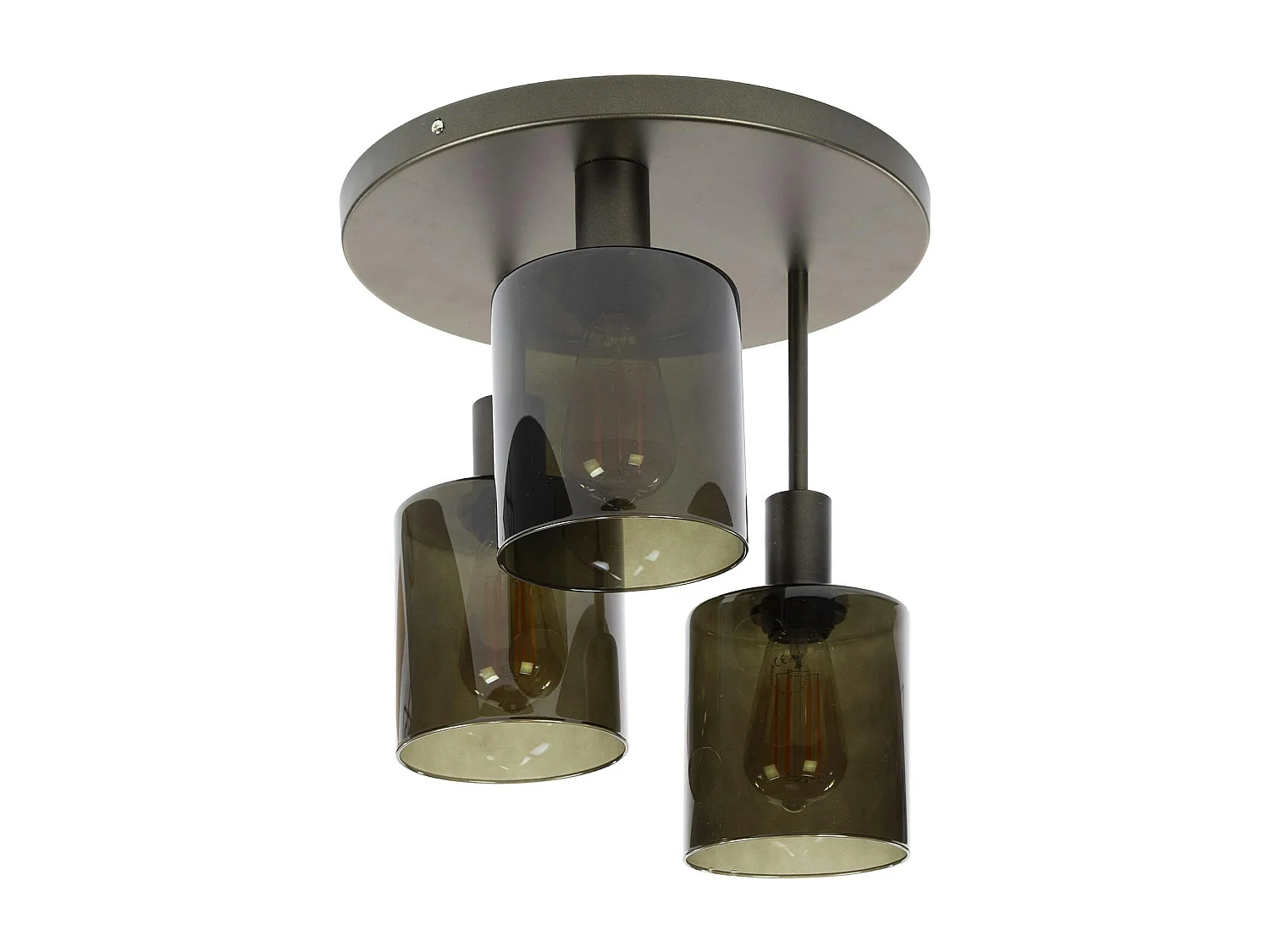 Plafonnier vintage 3 abat-jour verre teinté en cascade NOVA