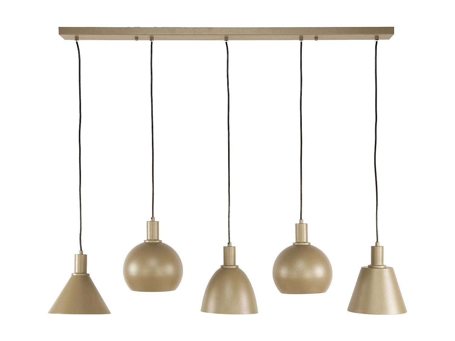 Suspension îlot cuisine 5 abat-jour métal beige TRIBECA
