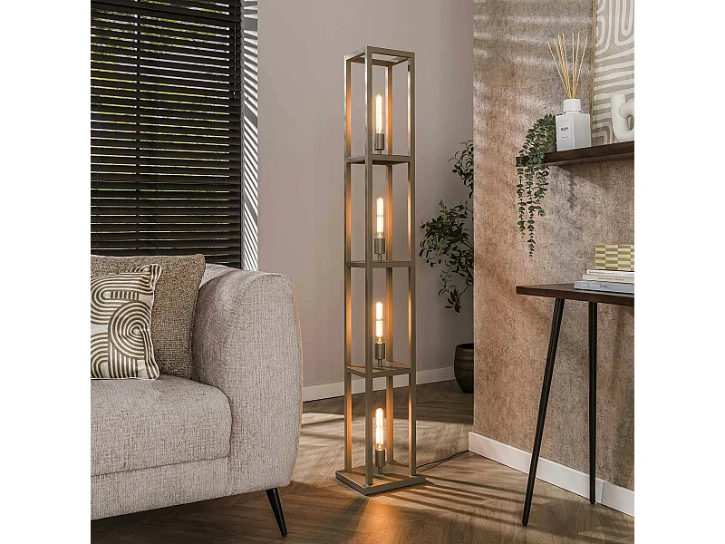 Lampadaire tour beige style moderne, 4 ampoules TRIBECA