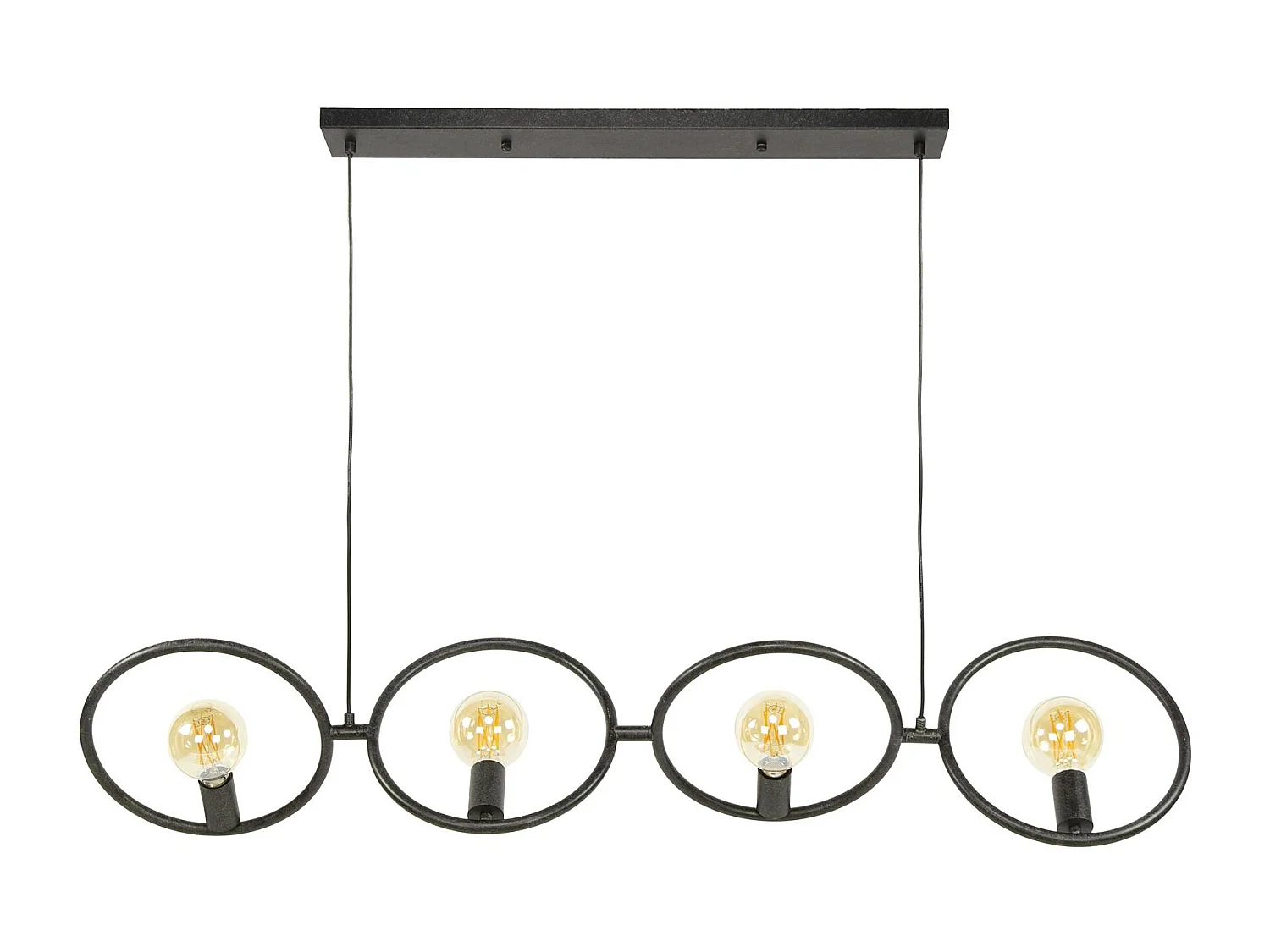 Suspension de table noire 4 anneaux métal pivotants TRIBECA