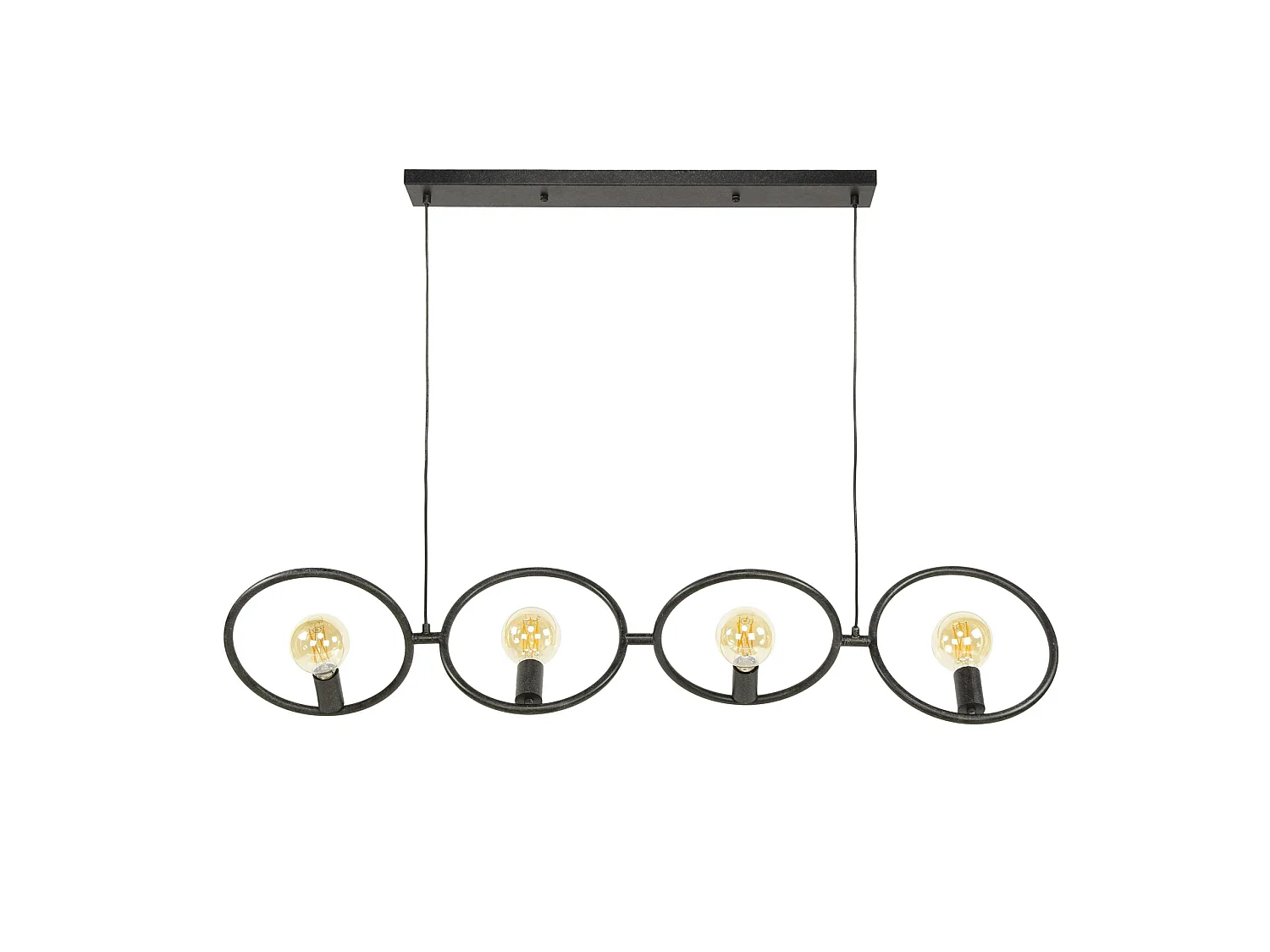 Suspension de table noire 4 anneaux métal pivotants TRIBECA