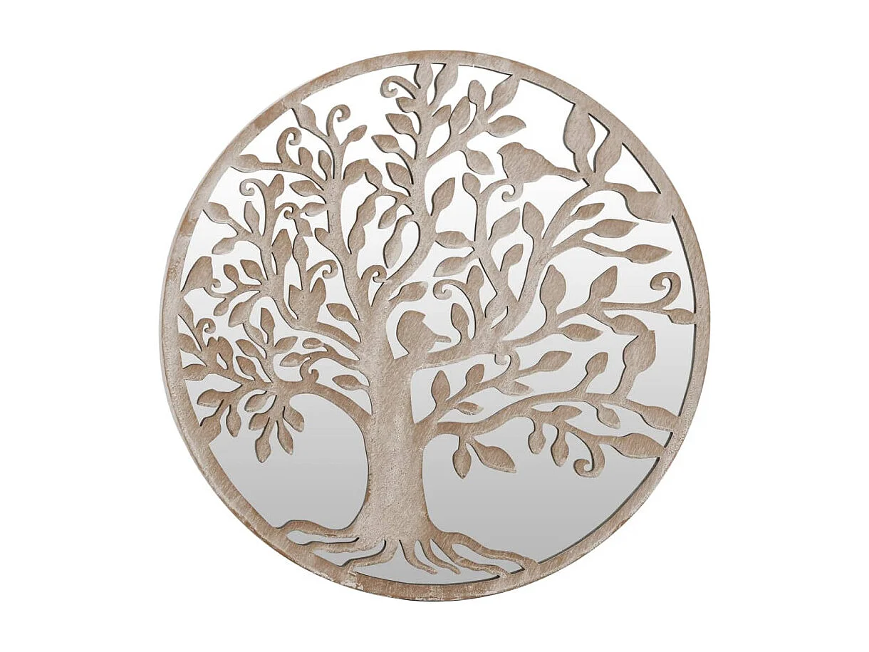 Espelho de Jardim Redondo de Ferro para Uso Externo 40x2,5cm Cor Areia