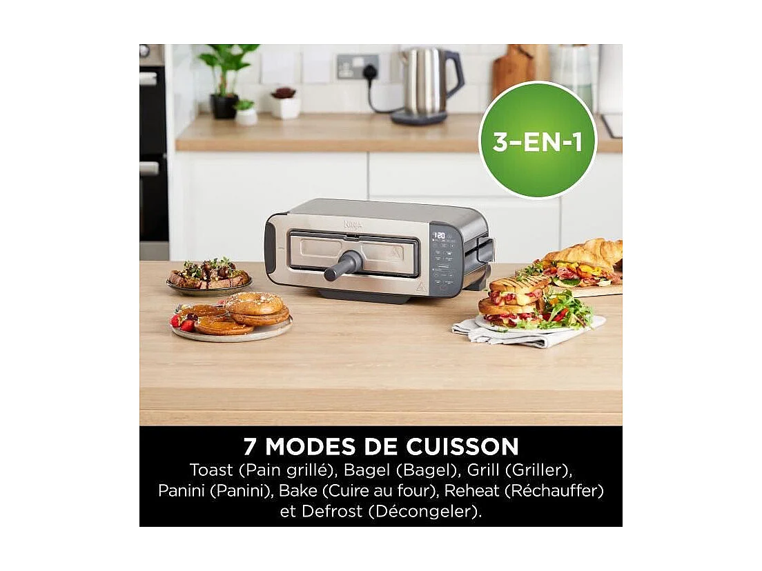 Grille-pain 3-en-1 - NINJA Foodi - ST202EU - 2400 W - 1 fente - 7 fonctions - Inox