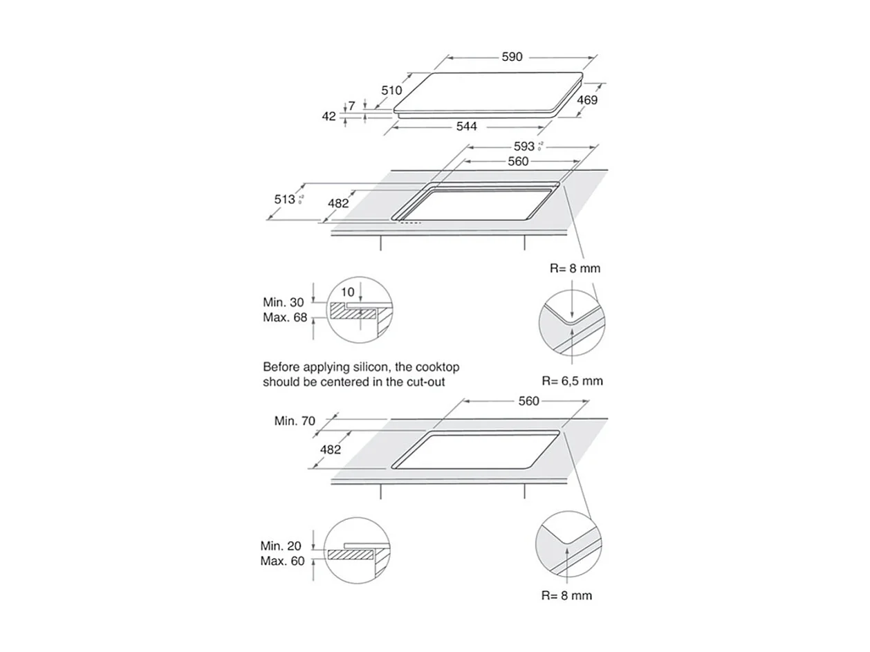 Plaque gaz WHIRLPOOL 59cm, 4864280