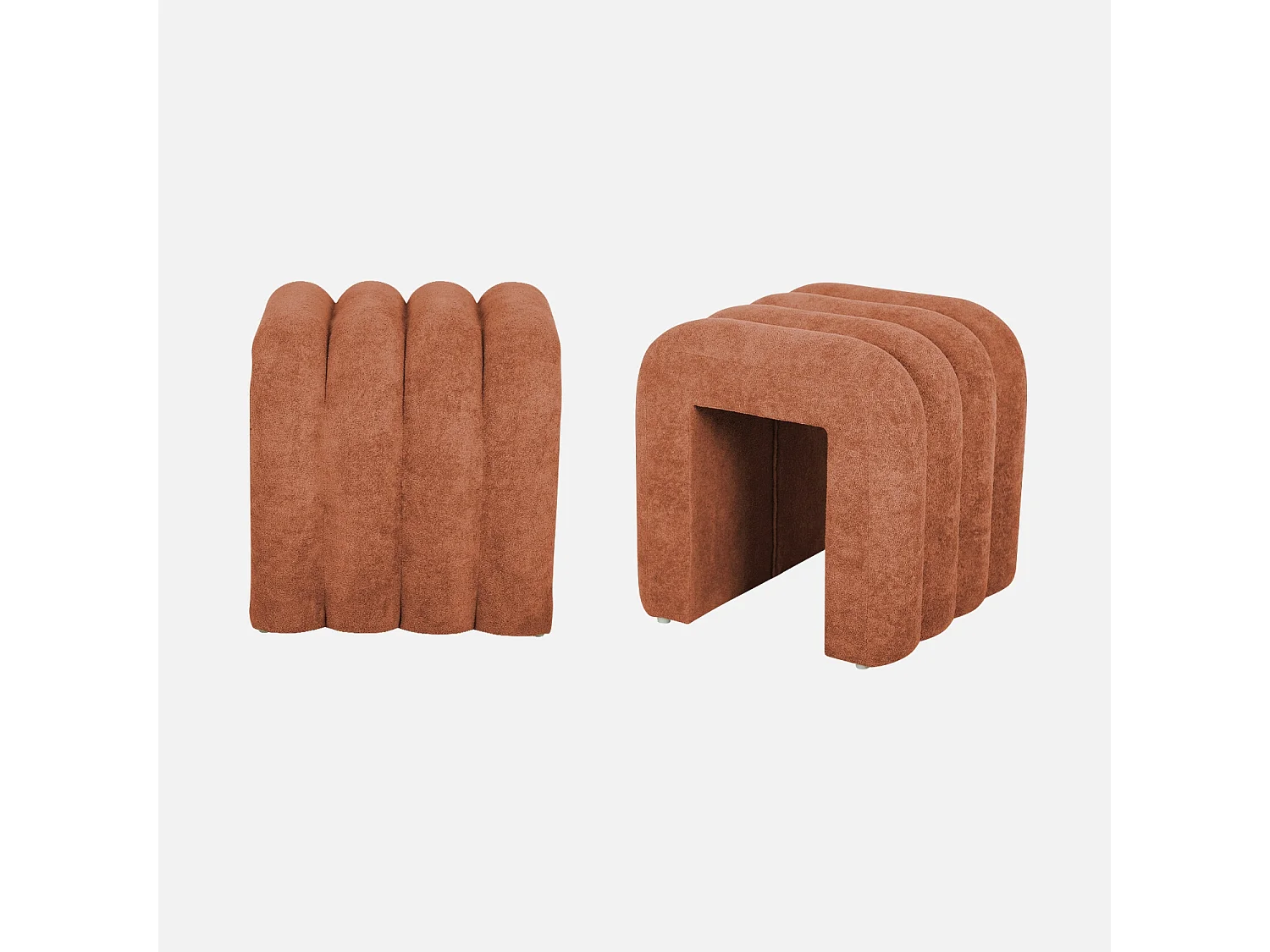 Puff contemporáneo de tela, set de 2 naranja