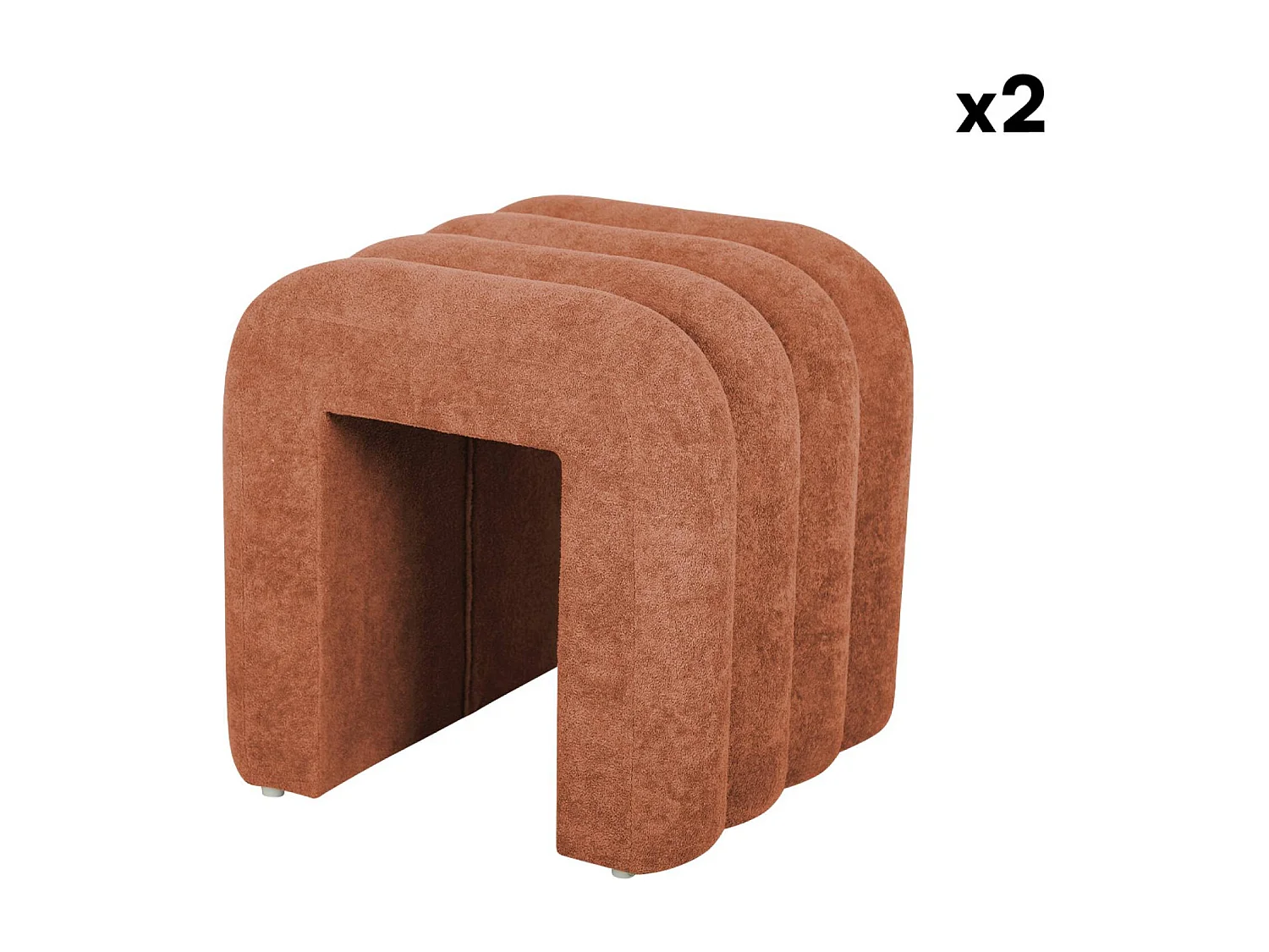 Puff contemporáneo de tela, set de 2 naranja