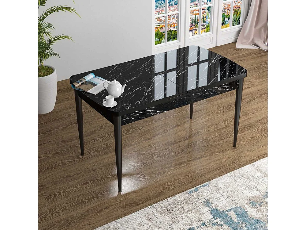 Table de repas en aggloméré avec pieds en métal Han