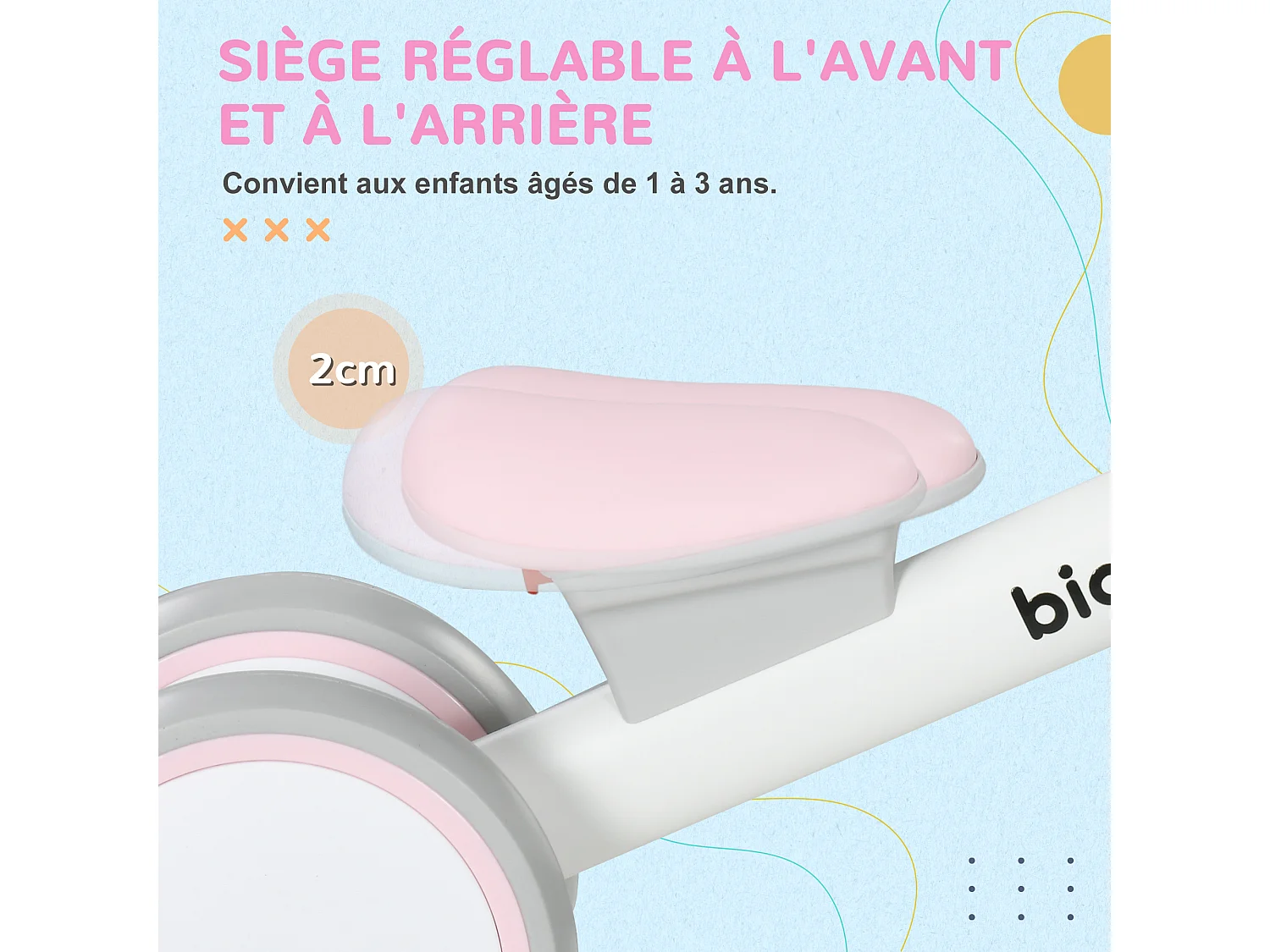 Draisienne enfant 4 roues évolutive - porteur - selle réglable, guidon ergonomique - cadre alu roues EVA rose