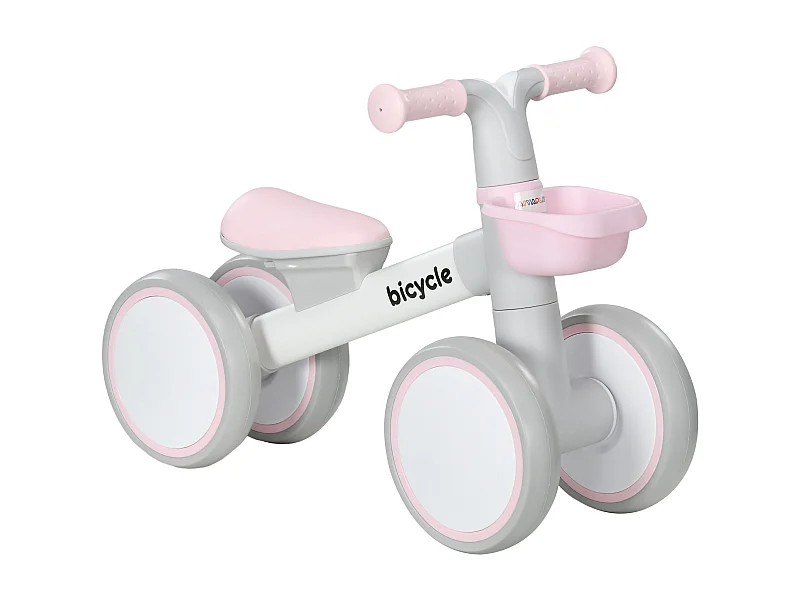 Draisienne enfant 4 roues évolutive - porteur - selle réglable, guidon ergonomique - cadre alu roues EVA rose