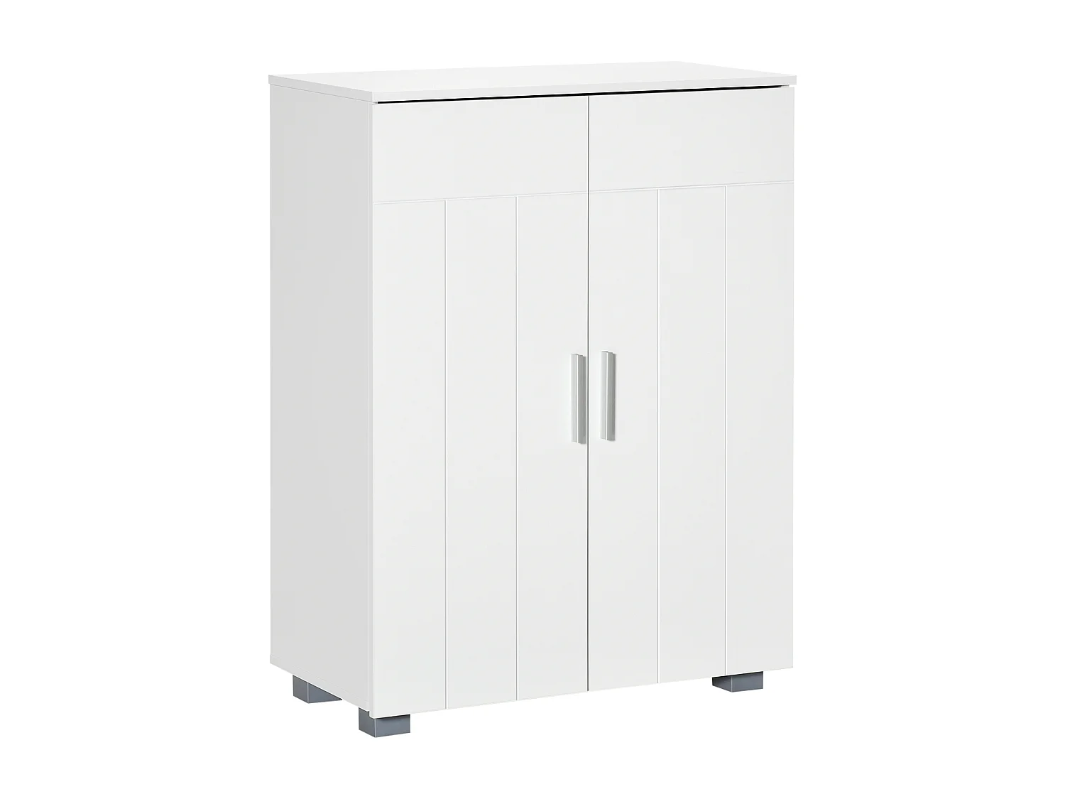 Meuble bas de salle de bain sur pied - 2 portes, 2 étagères réglables - dim. 60 x 30 x 80 cm - MDF blanc