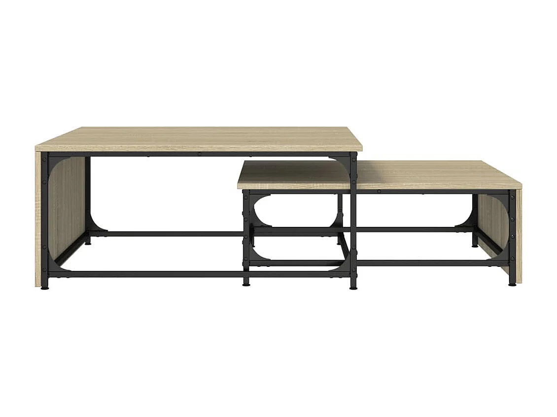 Jacqueline-Claire  Tables basses gigognes 2 pcs chêne sonoma bois ingénierie métal