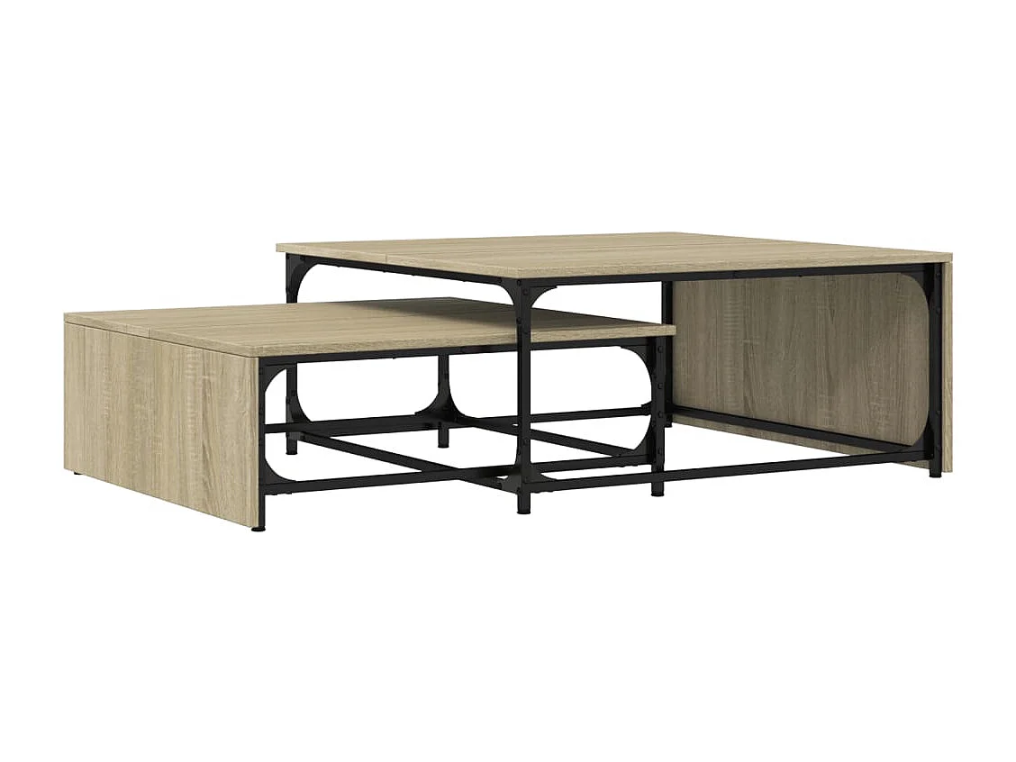 Jacqueline-Claire  Tables basses gigognes 2 pcs chêne sonoma bois ingénierie métal