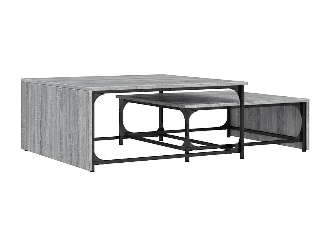 Jacqueline-Claire  Tables basses gigognes 2pcs sonoma gris bois d'ingénierie métal