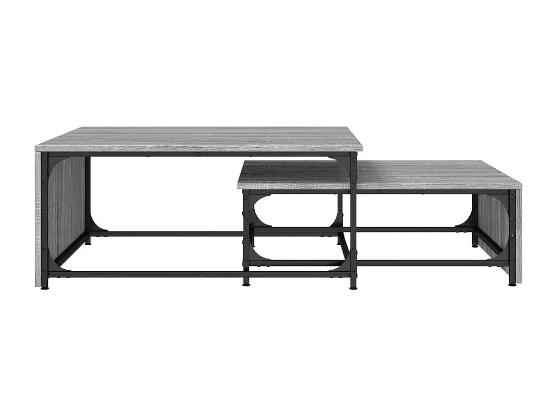 Jacqueline-Claire  Tables basses gigognes 2pcs sonoma gris bois d'ingénierie métal