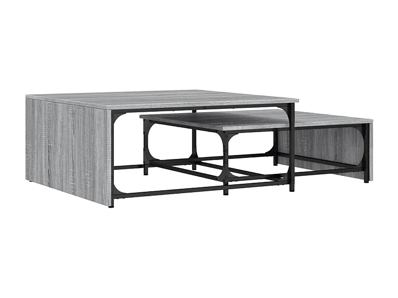 Jacqueline-Claire  Tables basses gigognes 2pcs sonoma gris bois d'ingénierie métal
