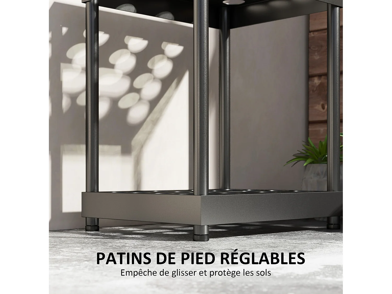Organisateur d'outils de jardin 16 compartiments acier époxy noir