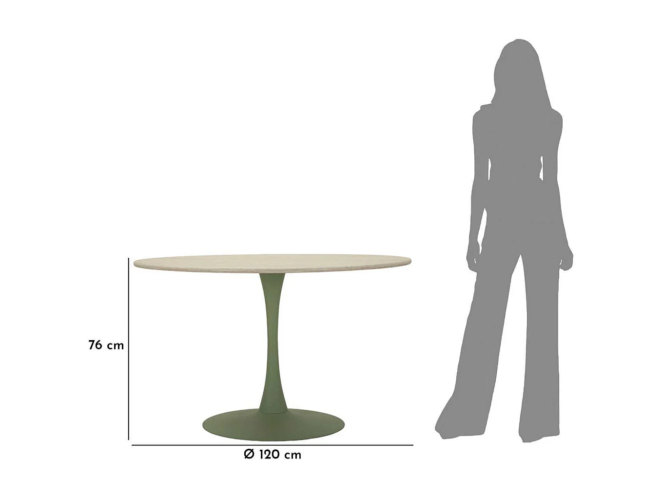 Table repas en métal et MDF 120 x 76 cm