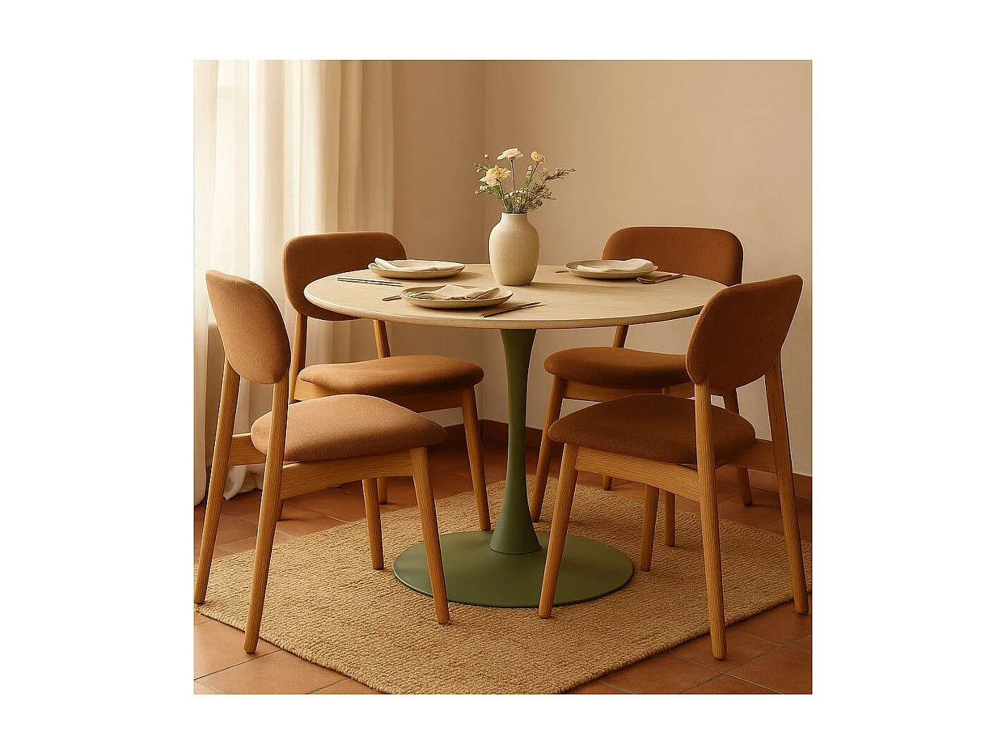 Table de Repas Ronde "Stoccolma" 120cm Vert