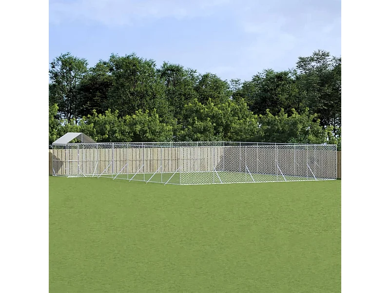 Perrera exterior con toldo acero galvanizado plata 12x12x2,5 m