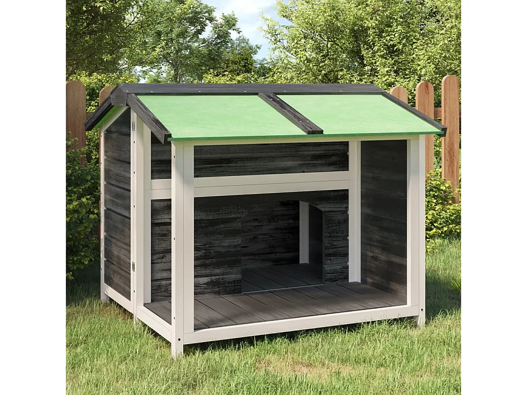 Chenil gris 96x87x80,5 cm bois de pin solide