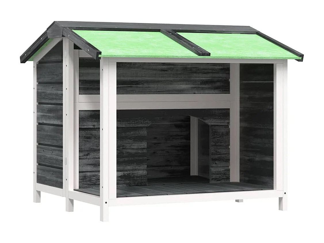 Chenil gris 96x87x80,5 cm bois de pin solide